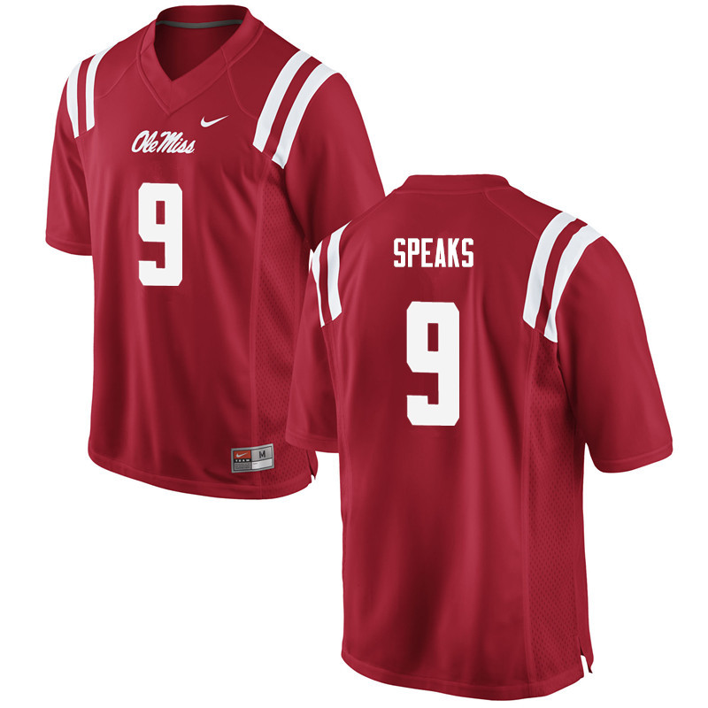 Men Ole Miss Rebels #9 Breeland Speaks College Football Jerseys-Red - Click Image to Close